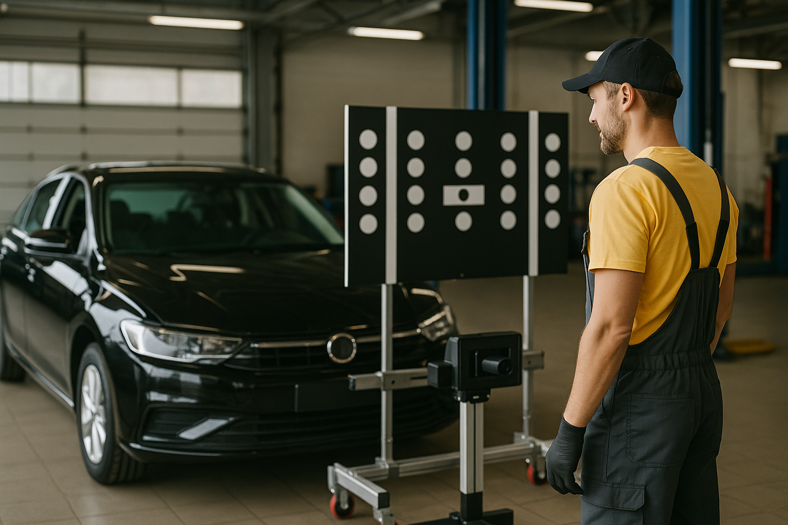 worker doing ADAS test